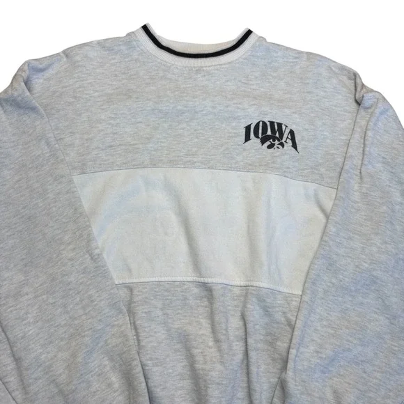 Vintage Enzo Iowa Hawkeyes crewneck Sweatshirt Gray Colorblock Pullover Size XL